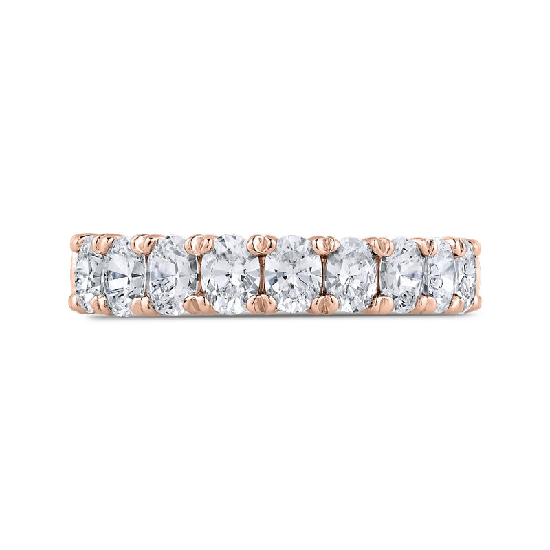 Shah Luxury 14K Rose Gold Oval Diamond Half-Eternity Wedding Band