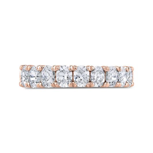 Shah Luxury 14K Rose Gold Oval Diamond Half-Eternity Wedding Band