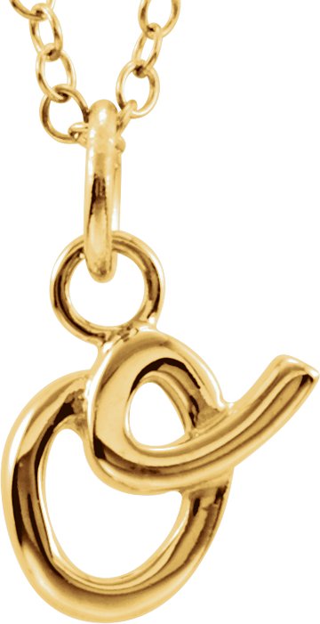 14K Yellow Script Lowercase Initial O 18 Necklace