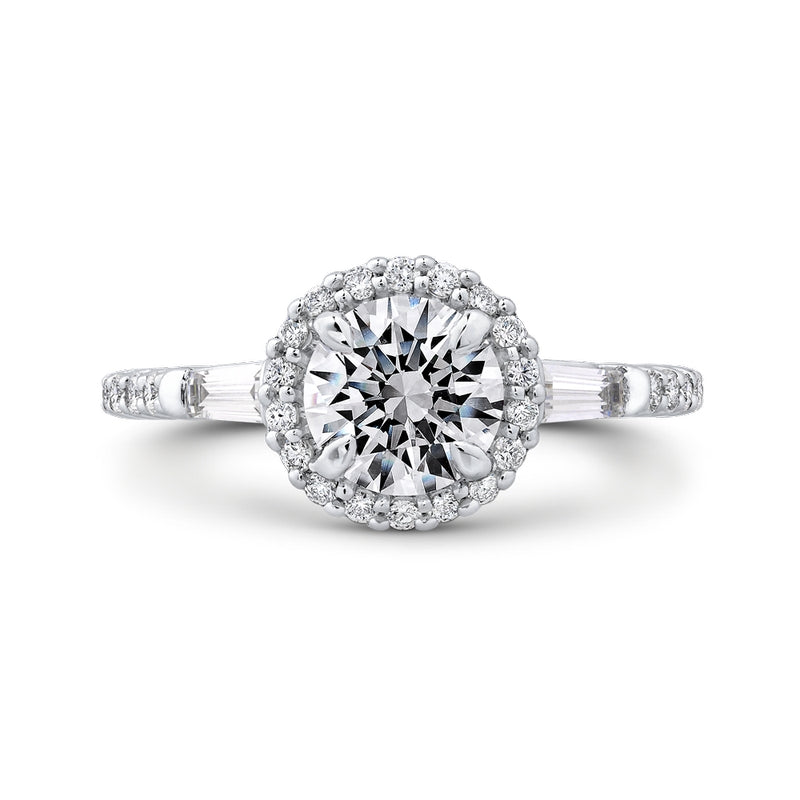Shah Luxury 14K White Gold Round Diamond Halo Engagement Ring (Semi-Mount)