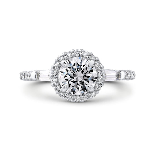 Shah Luxury 14K White Gold Round Diamond Halo Engagement Ring (Semi-Mount)