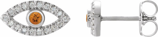 14K White Citrine & White Sapphire Earrings