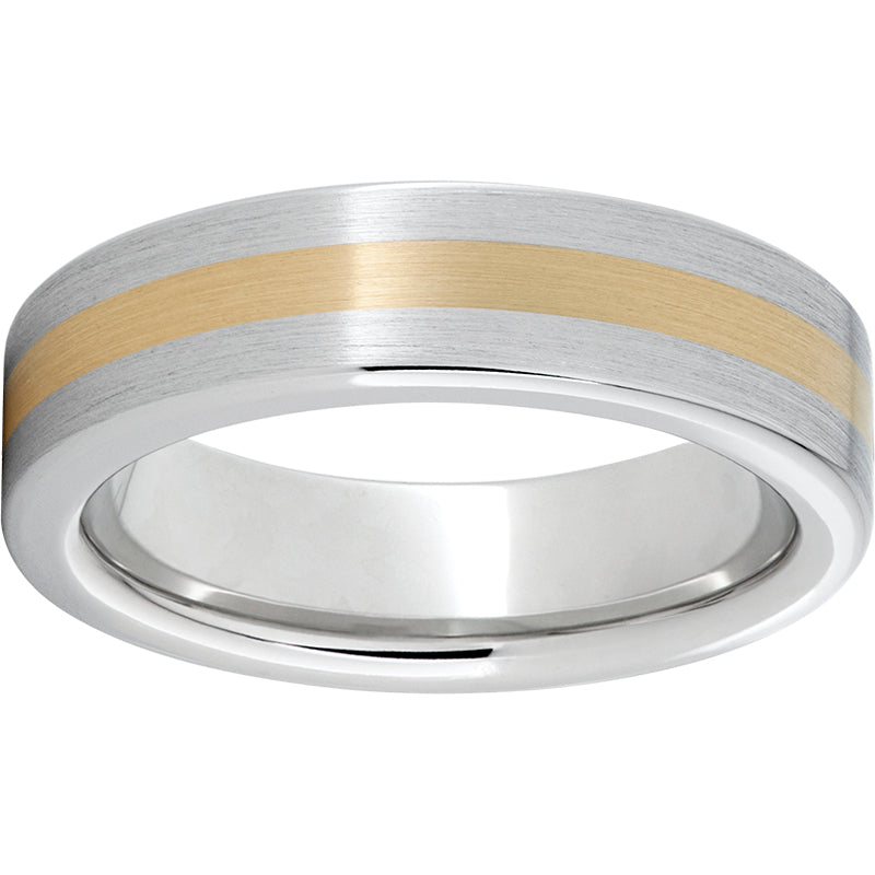 Serinium Pipe Cut Band with a 2mm 14K Yellow Gold Inlay and Satin Finish