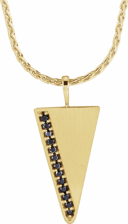 14K Yellow 1/5 CTW Black Diamond Triangle 24 Necklace