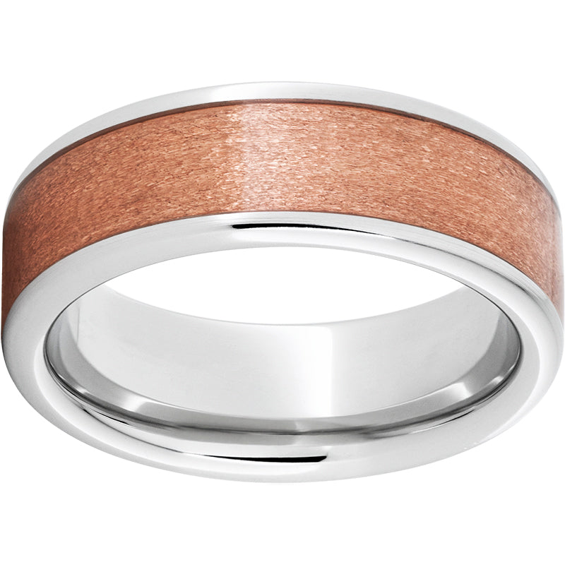 Serinium Pipe Cut Band with a Stone Finished Copper Inlay