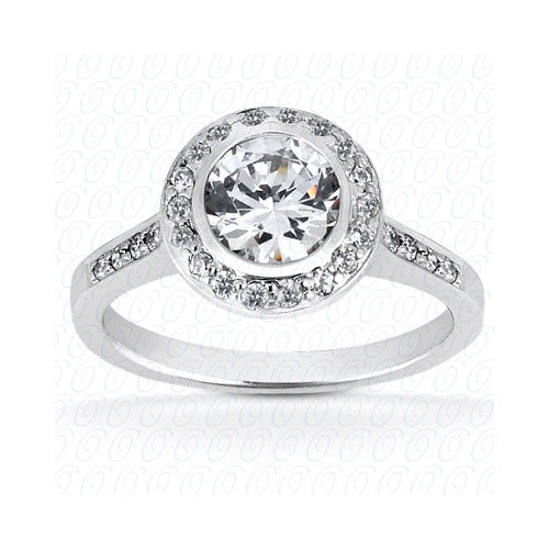 14k White Gold Diamond Semi-Mount Halo Engagement Ring