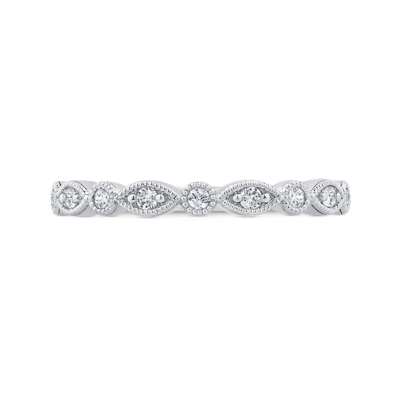Shah Luxury 14K White Gold Round Half Run Diamond Wedding Band
