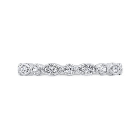 Shah Luxury 14K White Gold Round Half Run Diamond Wedding Band