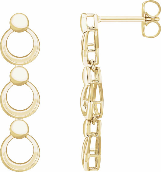 14K Yellow Geometric Dangle Earrings