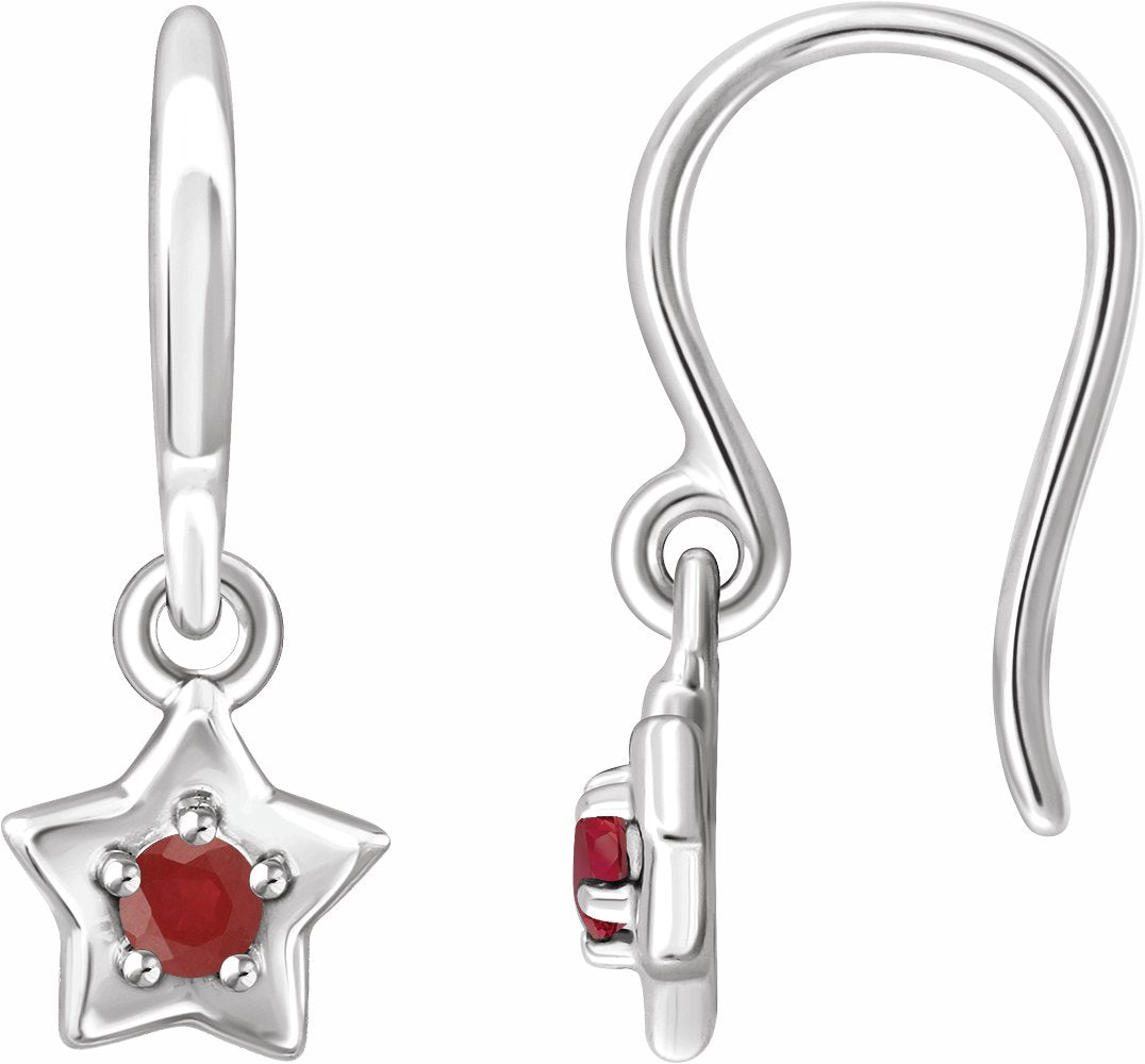 14K White 3 mm Round July Youth Star Birthstone Earrings