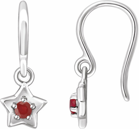 14K White 3 mm Round July Youth Star Birthstone Earrings