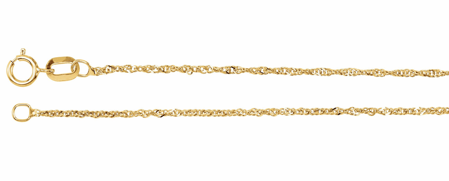 14K Yellow 1 mm Singapore Chain 7 Bracelet