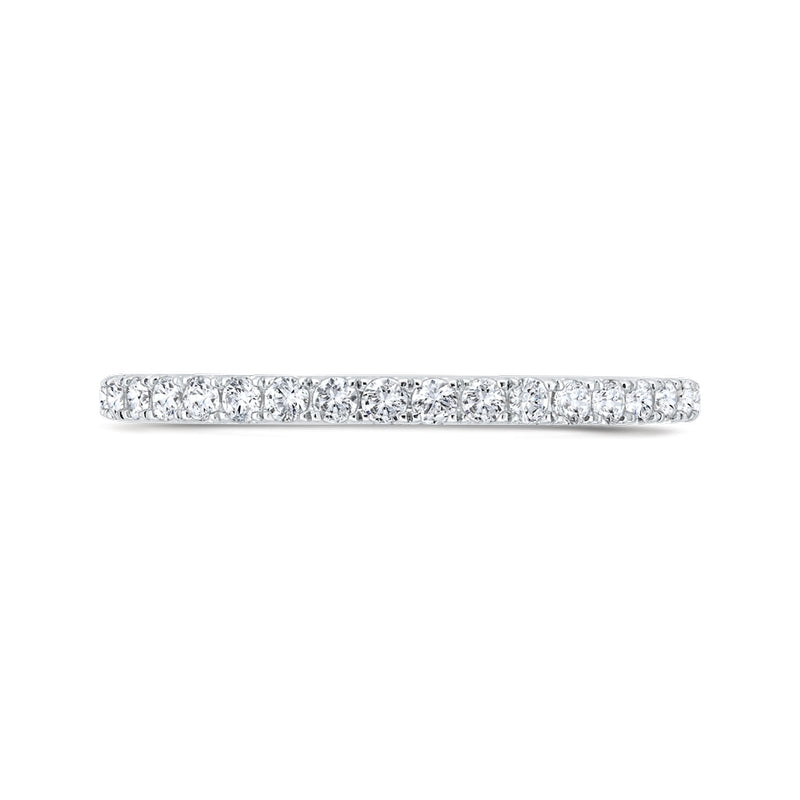 Shah Luxury 14K White Gold Half Run Diamond Wedding Band with Milgrain