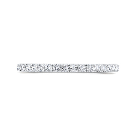 Shah Luxury 14K White Gold Half Run Diamond Wedding Band with Milgrain