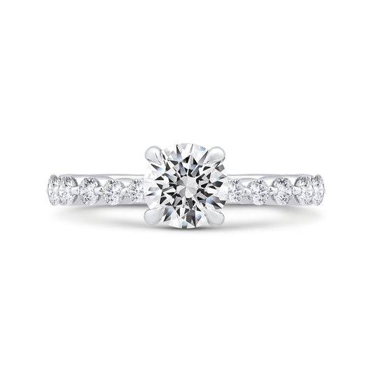 Shah Luxury 14K White Gold Round Cut Diamond 1/2 Run Engagement Ring (Semi-Mount)