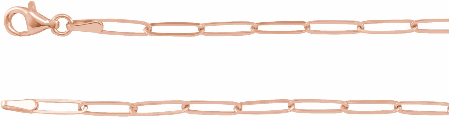 14K Rose 2.6 mm Elongated Link Chain 7 Bracelet