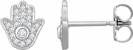 14K White 1/5 CTW Diamond Hamsa Earrings