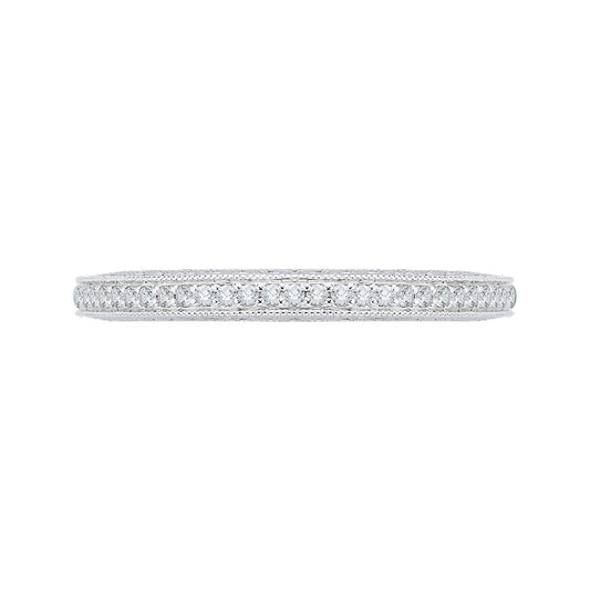 Shah Luxury 14K White Gold Round Diamond Eternity Wedding Band