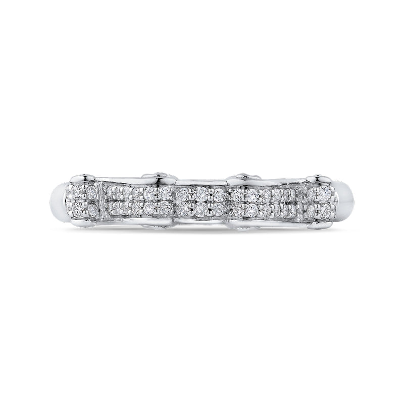 Shah Luxury 14K White Gold Round Diamond Wedding Band