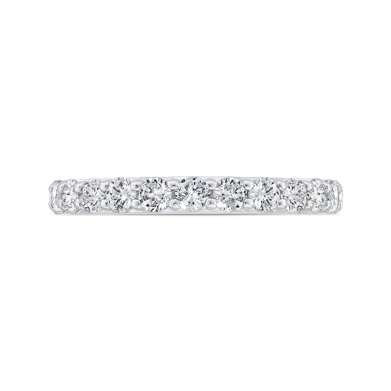 Shah Luxury 14K White Gold Half Run Diamond Wedding Band with Round Shank
