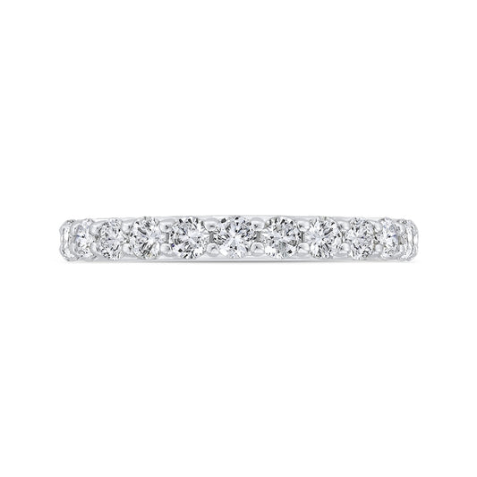 Shah Luxury 14K White Gold Half Run Diamond Wedding Band with Round Shank