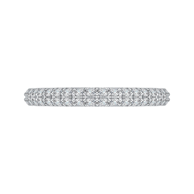 Shah Luxury 14K White Gold Round Diamond Wedding Band with Euro Shank