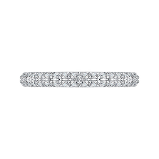 Shah Luxury 14K White Gold Round Diamond Wedding Band with Euro Shank