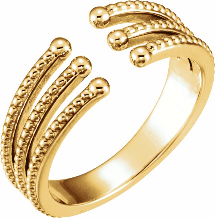 14K Yellow Beaded Negative Space Ring