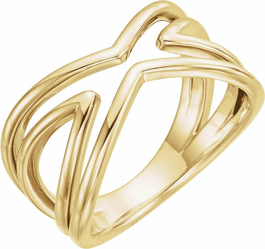 14K Yellow Criss-Cross Ring