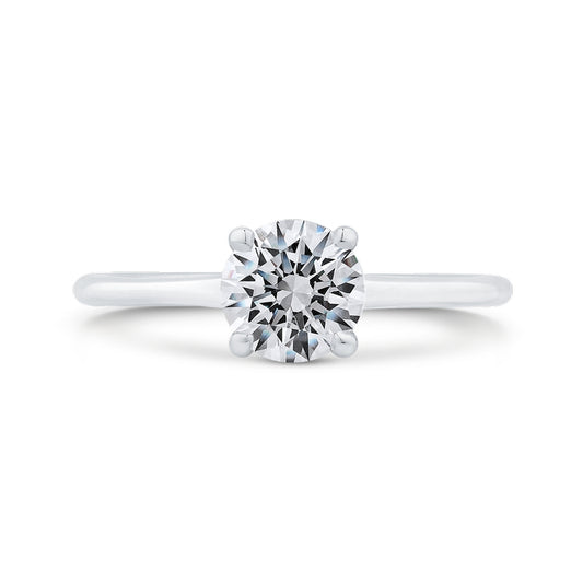 Shah Luxury 14K White Gold Diamond Engagement Ring with Plain Shank (Semi-Mount)