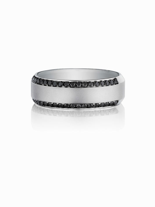 Henri Daussi 7mm Men's Wedding Band MB2 18k Gold White 0.50 Ctw.