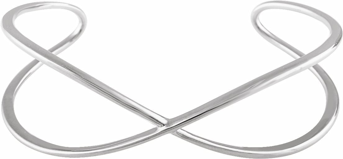 14K White Criss-Cross Cuff 7 Bracelet