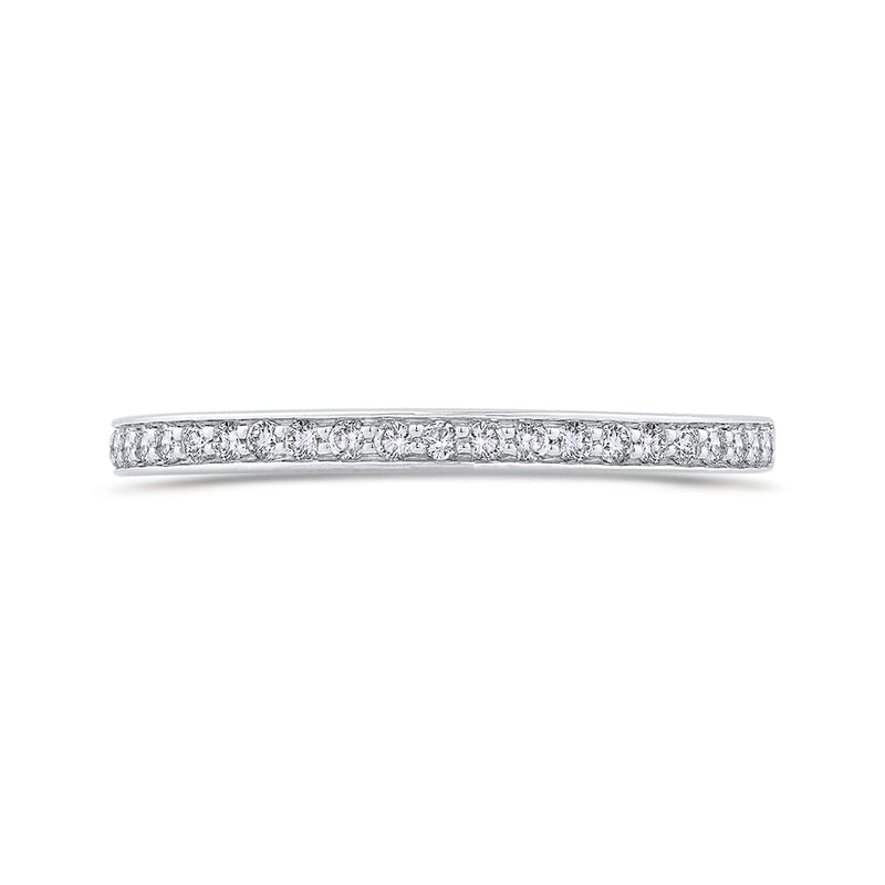 Shah Luxury 14K White Gold Round Cut Diamond Half-Eternity Wedding Band