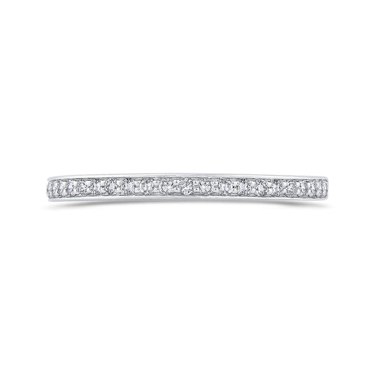 Shah Luxury 14K White Gold Round Cut Diamond Half-Eternity Wedding Band