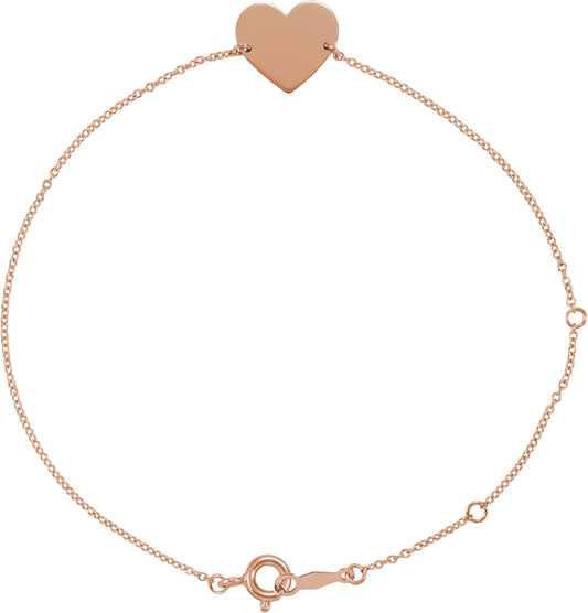 14K Rose Heart 7-8 Bracelet