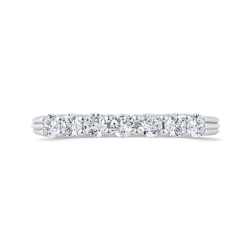 Shah Luxury 14K White Gold Round Diamond Wedding Band with Euro Shank