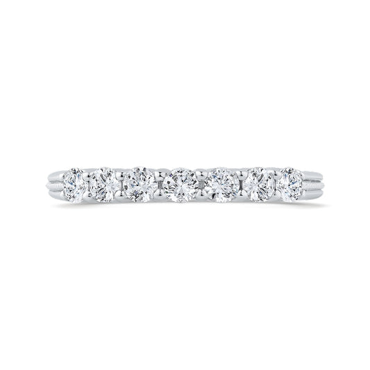 Shah Luxury 14K White Gold Round Diamond Wedding Band with Euro Shank