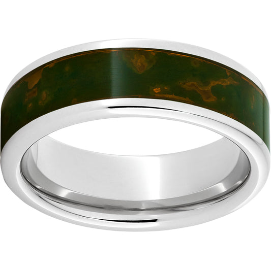 Serinium Pipe Cut Band with Green Patina Copper Inlay