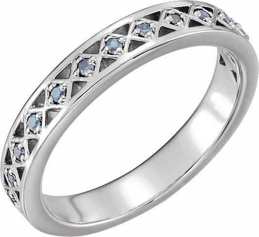 14K White Aquamarine Stackable Ring
