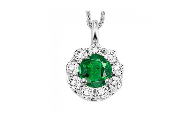 Gems One 14Kt White Gold Diamond (3/8Ctw) & Emerald (1/2 Ctw) Pendant
