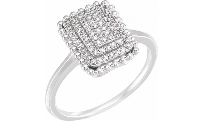 14K White 1/5 CTW Diamond Rectangle Cluster Ring