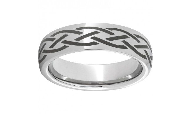 Serinium Domed Band with a Braid Laser Engraving