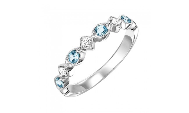 Gems One 10Kt White Gold Diamond (1/20Ctw) & Aquamarine (1/6 Ctw) Ring