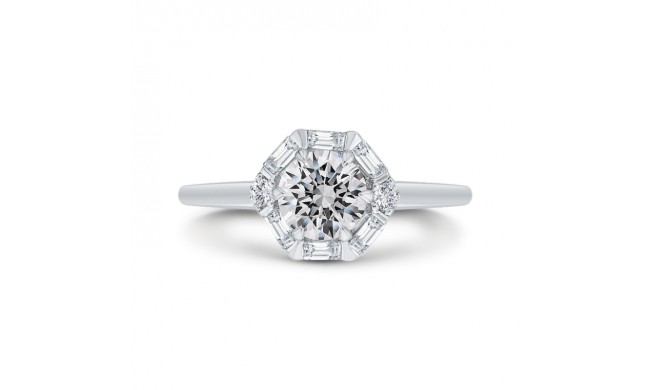 Shah Luxury 18K White Gold Round Diamond Halo Engagement Ring (Semi-Mount)