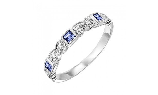 Gems One 14Kt White Gold Diamond (1/10Ctw) & Sapphire (1/6 Ctw) Ring