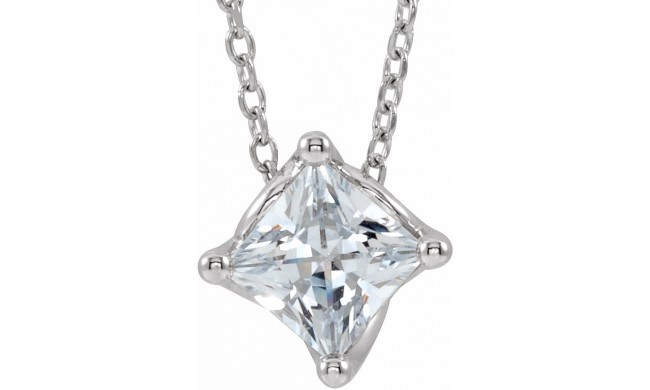 14K White 1/2 CT Diamond Solitaire 16-18 Necklace