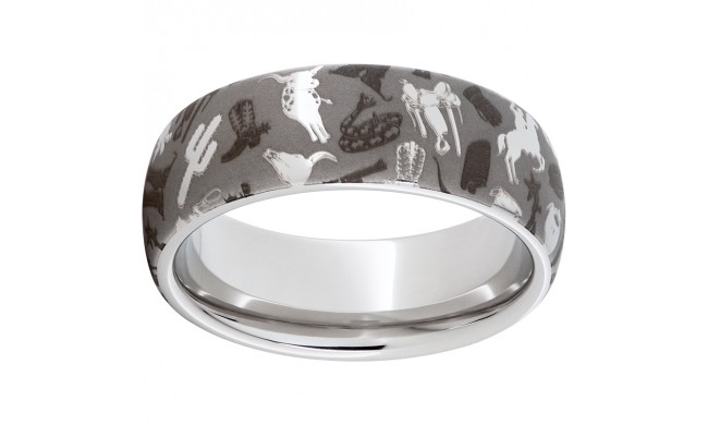 Serinium Domed Band with Cowboy Laser Engraving