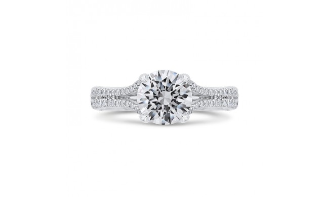 Shah Luxury 14K White Gold Diamond Halo Engagement Ring with Euro Shank (Semi-Mount)