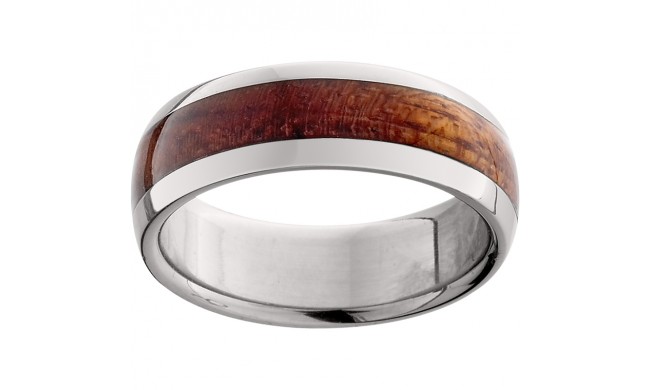 Titanium Domed Band with Exotic Red Mallee Burl Wood Inlay