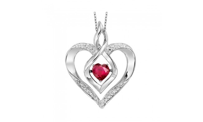 Gems One Silver Diamond (1/50 Ctw) & Created Ruby (1/4 Ctw) Pendant